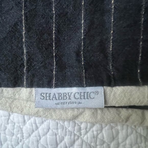 Shabby chic navy and tan pinstripe pillow covers - Picture 2 of 5